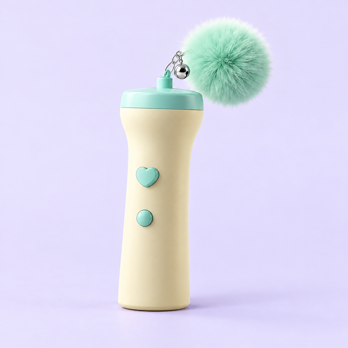 Pixel Pop cat wand launcher in Mint: cream handle, mint cap, mint pom-pom